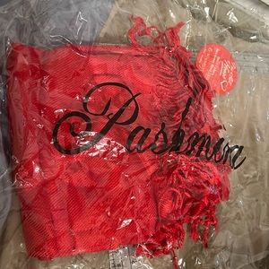 Given: Pashmina NEW red scarf mongolia (comes with pin)